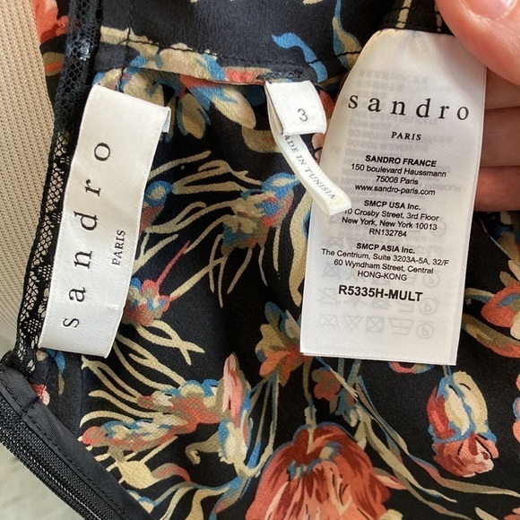 SANDRO PARIS SVEN Long Sleeve Silk DRESS Size US 8 Maximalist Dark Princess Goth - Picture 14 of 16